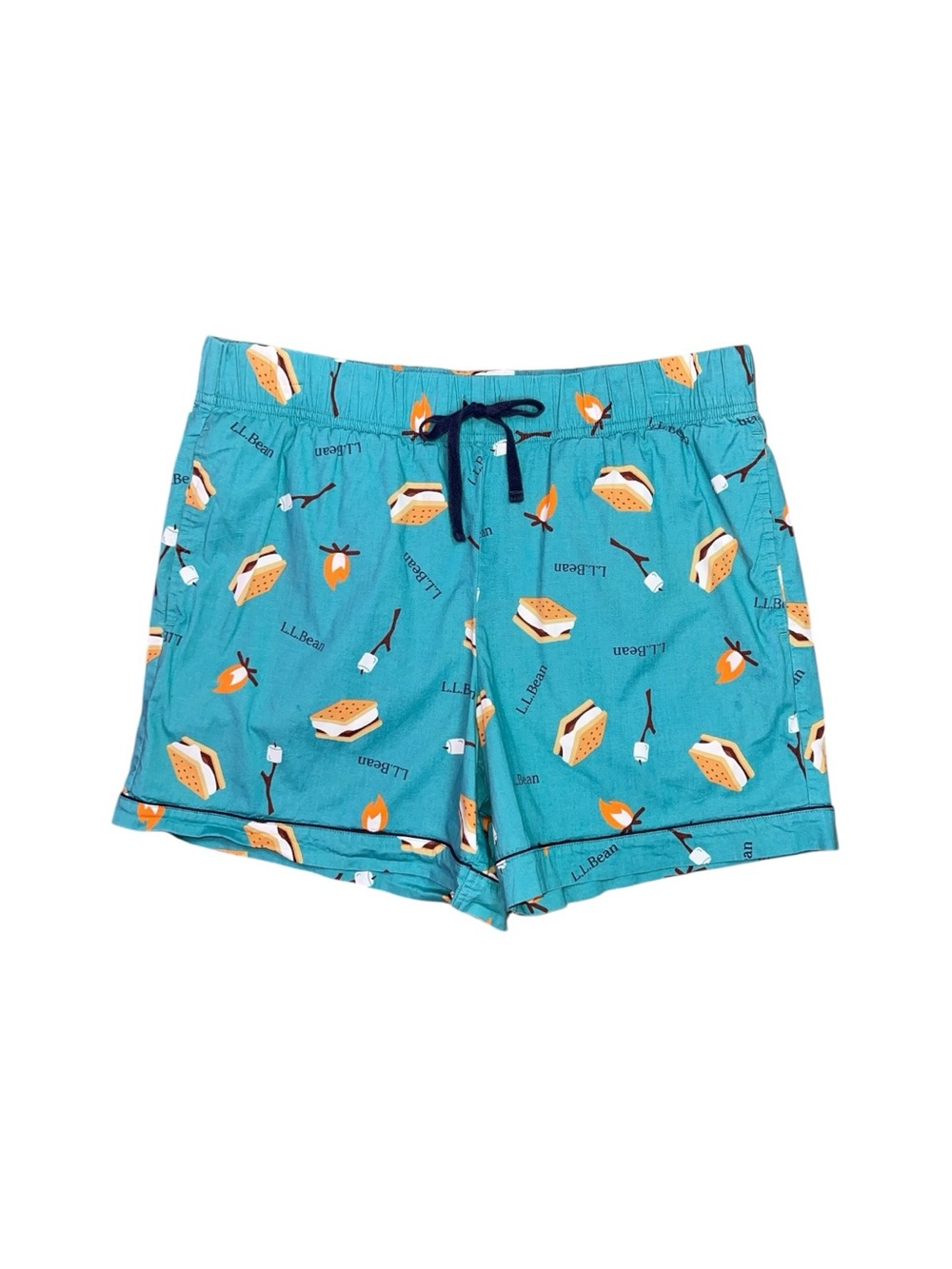 L.L.Bean All-Season Pyjama Shorts Medium Teal S'mores Print